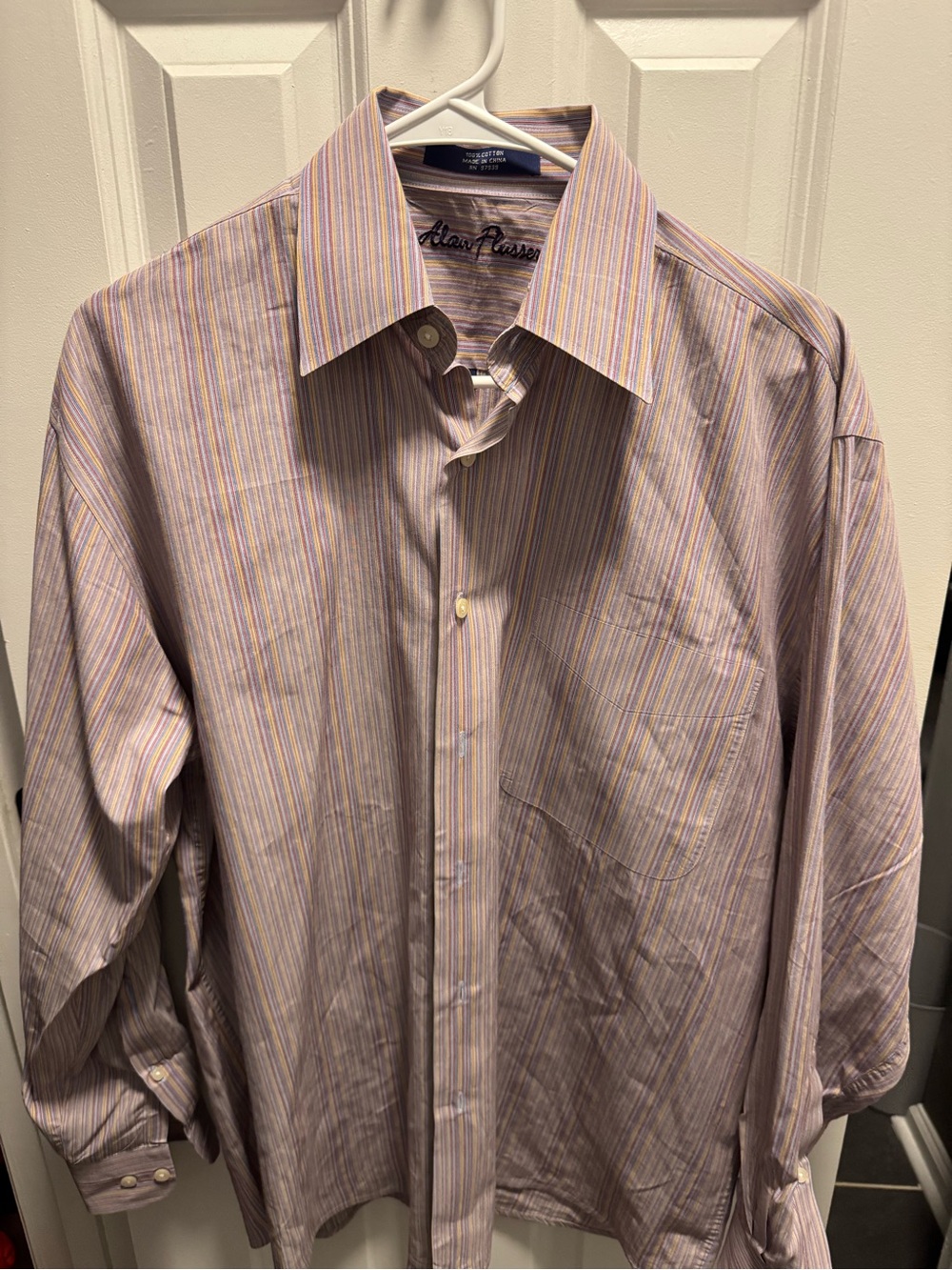 Alan Flusser Men’s Lavender and White Striped Dress Shirt